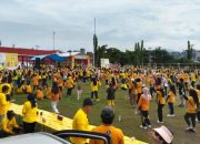 Meriahkan HUT Golkar ke 60, DPD Partai Golkar Polman Gelar Senam Sehat Bersama Warga