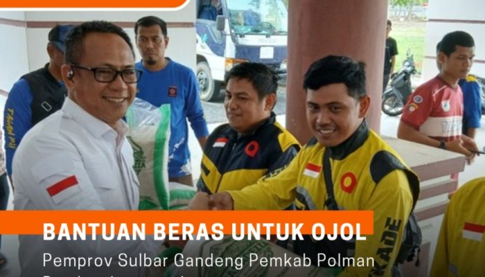 Bagikan Bantuan Beras Untuk Ojol, Pemrpov Sulbar Gandeng Pemkab Polman