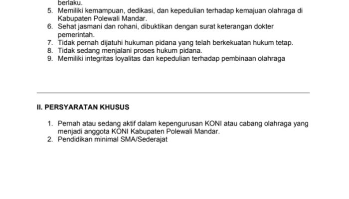 KONI Polman Buka Pendaftaran Bakal Calon Ketua KONI, Ini Syaratnya