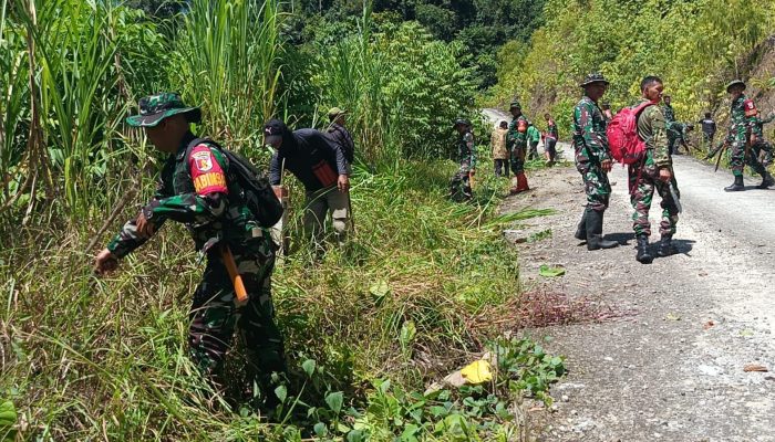 Gotong Royong Warga Lenggo Awali Pra-TMMD ke-127 Kodim 1402/Polman