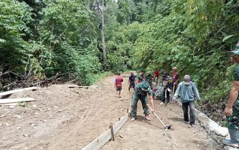 Hari Pertama Pasca Pembukaan, TMMD ke-127 Lanjutkan Pengerjaan Jalan Bulo–Lenggo