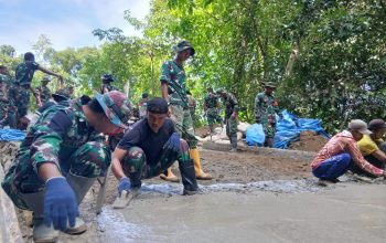 Hari ke-17 TMMD Kodim 1402/Polman, Pembangunan Rabat Beton Capai 65 Persen