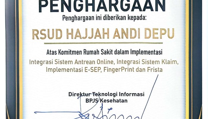 Transformasi Digital Antarkan RSUD Hj. Andi Depu Polman Raih Penghargaan