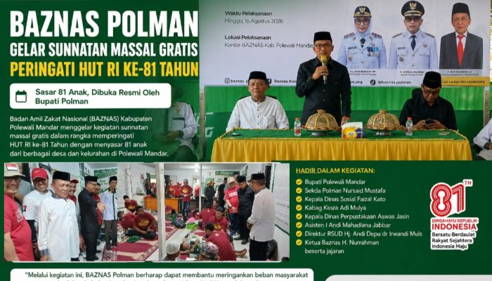 Peringati HUT RI Ke 81, Baznas Polman Gelar Sunatan Massal Gratis Bagi 81 Anak
