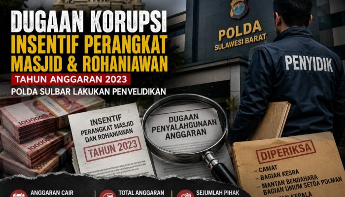 Polda Sulbar Bidik Dugaan Korupsi Insentif Perangkat Masjid dan Rohaniawan Polman