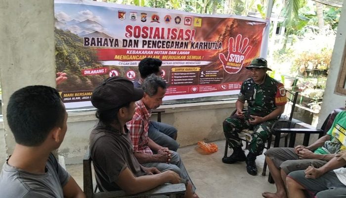 Kemarau Ekstrem, Babinsa Kodim Polman Gencar Sosialisasi Cegah Karhutla