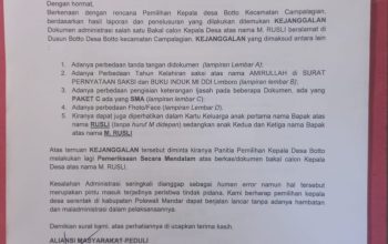 Amperak Soroti Dugaan Kejanggalan Berkas Cakades Botto